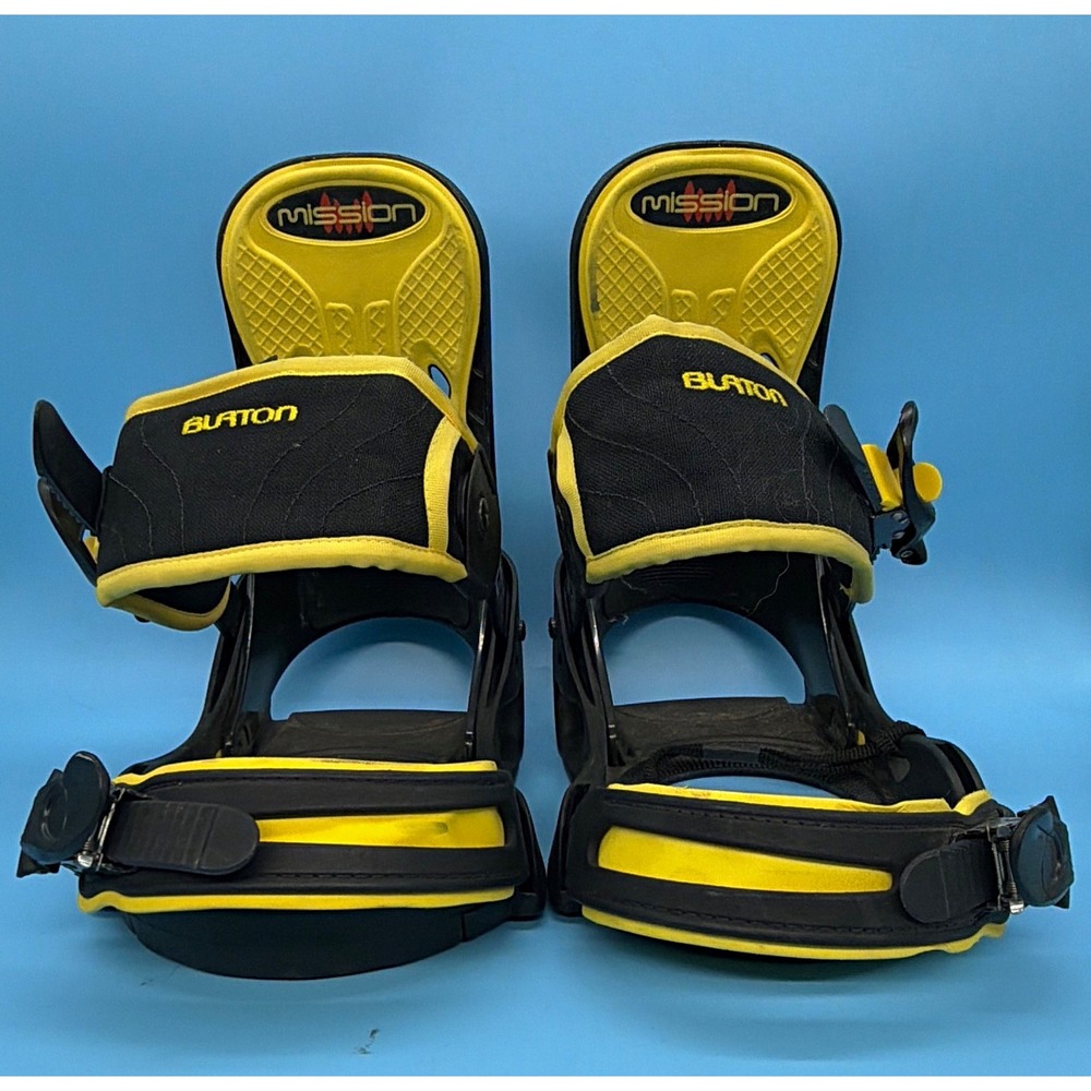Burton Mission Snowboard Bindings Size Medium Black Yellow Men's Straps